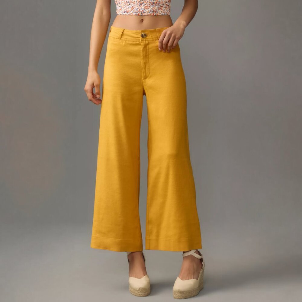 The Ettie High-Rise Crop Wide-Leg Pants by Maeve: Linen Edition
